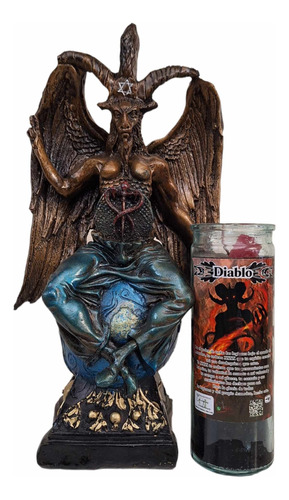 Figura Baphomet 37cm Alto Lucifer Satan + Veladora + Oracion