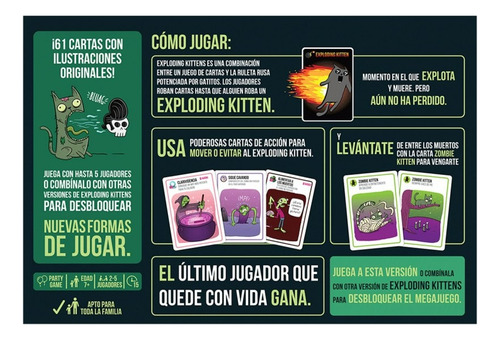 Zombie Kittens: Juego Mesa 7+ - Exploding Kittens Es