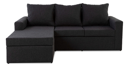 Geben Argentina Premium    Esquinero Sofa Rinconero Living 210 X 160 Chenille Color Negro Diseño de la tela Rustica