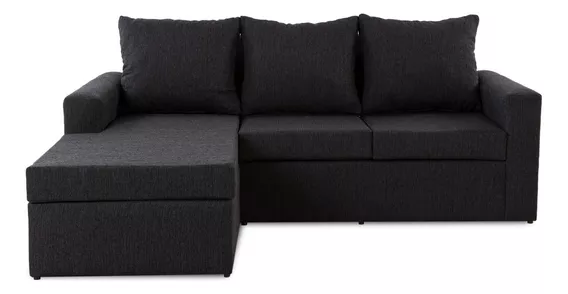 Geben Argentina Premium Esquinero Sofa Rinconero Living 210 X 160 Chenille Color Negro Diseño de la tela Rustica