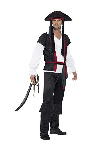 Smiffys Mens Aye Aye Pirata De Vestuario, Negro, S - Nos Tam