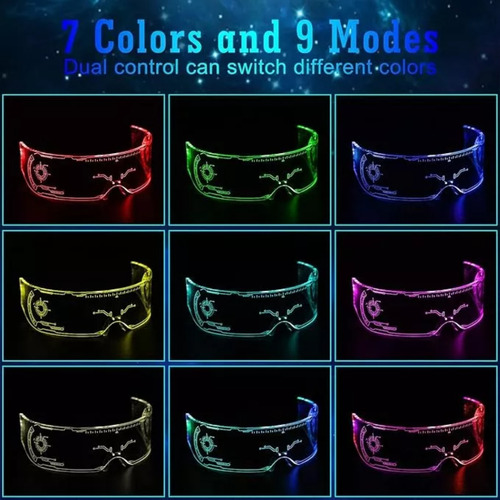 7 Colores Lentes Led Fiesta Gafas Cyberpunk Led Luminosa 2pz