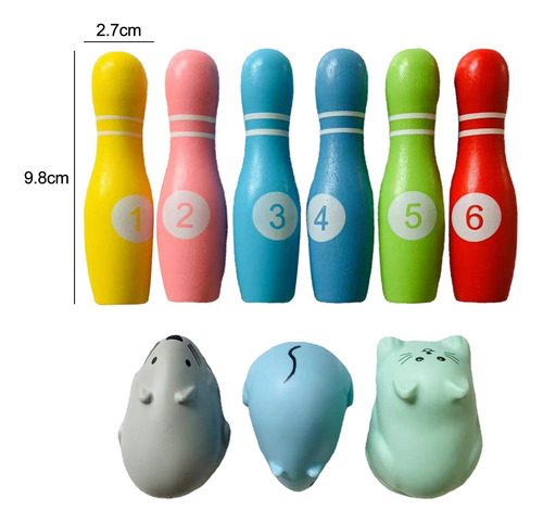 Juego De Bolos De Madera Juguete De Desarrollo Temprano Para
