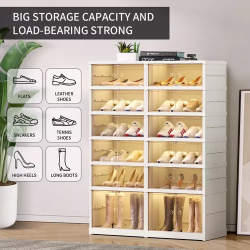 CIMLORD Zapatero plegable de 6 niveles para armario, 12 pares de estantes  de plástico para zapatos, caja de almacenamiento plegable para zapatos