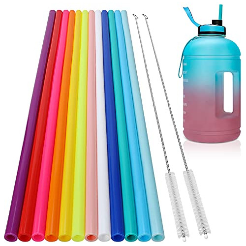 12 Pack, Extra Long 14.5 Inch Reusable Silicone Straws ...