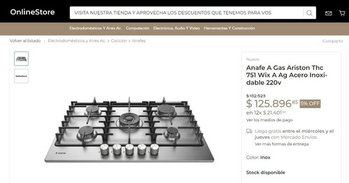 Anafe A Gas Ariston Thc 751 Wixaag Inox Rejillas De Fundic