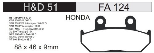 Pastilla Freno Fa 121 Original Honda Jgo. (fa 124) (hd51)