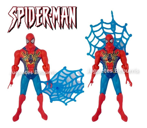 Excelente Muñeco Spiderman Articulado Con Telaraña De 16cm 