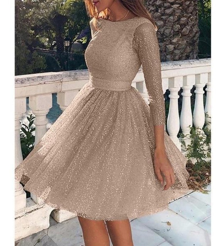 Vestido De Malla De Princesa De Encaje Sin Espalda Para Muje