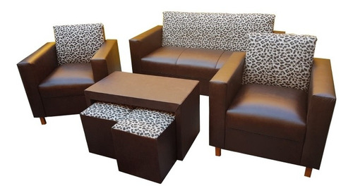 Juego De Living 3 Sillones 3+1+1 Cuerpos Sofa Mesa Y Puf