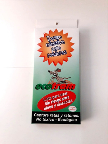 Imagen 2 de 5 de Trampa Adhesiva Para Roedores Ecotram - 2 Unidades 17x10cms