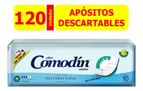 Comodin Apósitos Refuerza Pañal Tradicional M X 120 Unidades