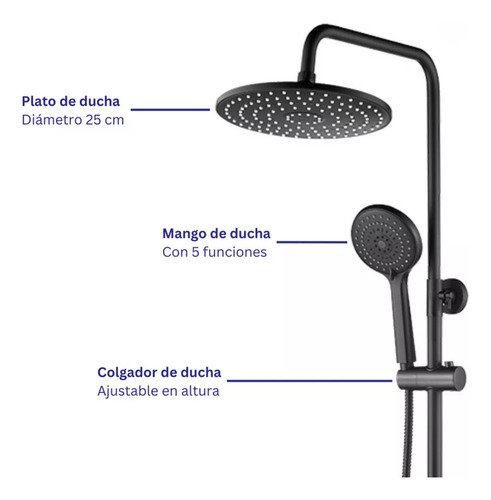 Columna Ducha Circular Notte Con Monomando Taumm