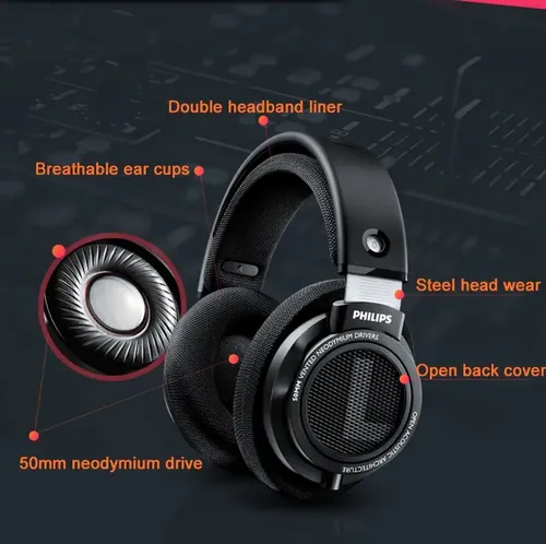 Headphones Headfone Fone De Ouvido Philips Shp9500 Aberto