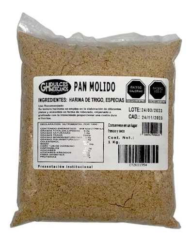 Pan Molido Premium Acabado Crujiente 1kg Empanizador