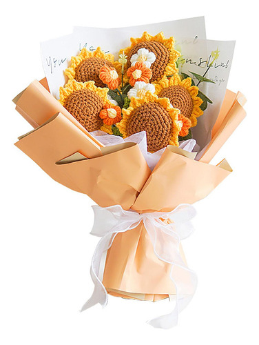 Mini Ramo De Flores Tejido A Mano, Ramo De Punto Hecho A