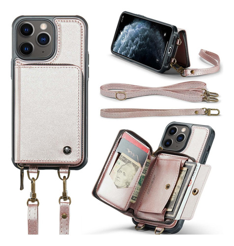 Funda De Teléfono Tipo Cartera C22 Dual Lanyard Para iPhone