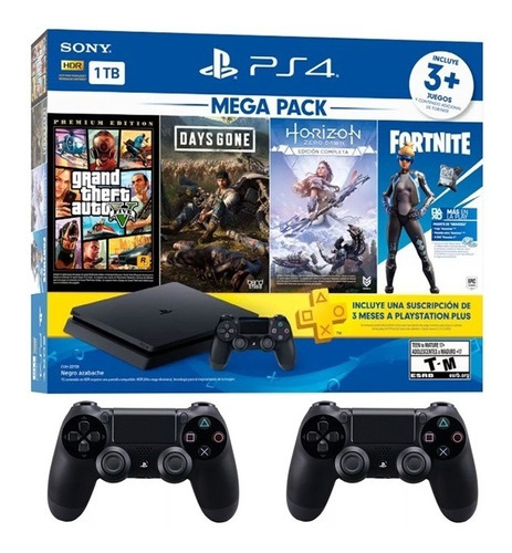 Playstation 4 1tb Slim Mega Pack 6 +2 Controles