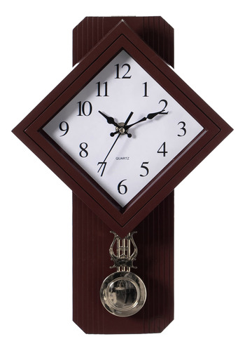 Reloj Pared Plastico Pendulo Madera Cuadrada Tradicional
