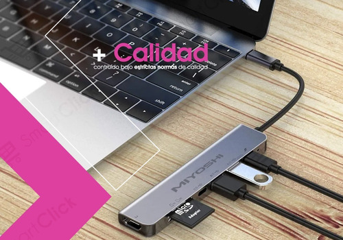 Imagen 8 de 10 de Adaptador Usb C Macbook Pro Air Hub Cable Hdmi 4k 7 En 1