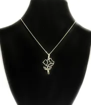 Comprar Collar Cadena Plata 925 Dije Flor Rosa Plata