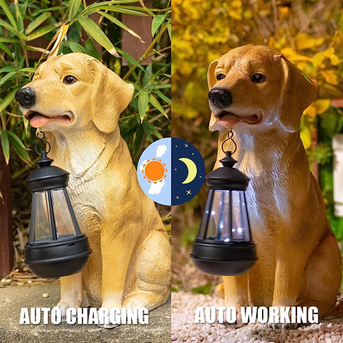 Estatuas De Perros De Jardín Decoración Al Aire Libre, Luces