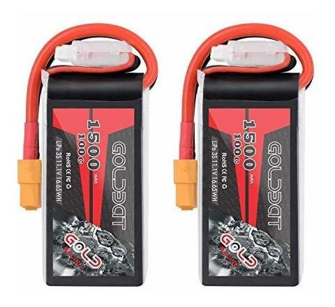 2 Baterias Lipo Goldbat 1500mah 3s 11.1v 100c Softcase Pack 