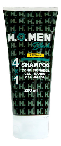 Kit 2 Shampoo Masculino 4x1 Cabelo Barba 200ml H.o.men Black