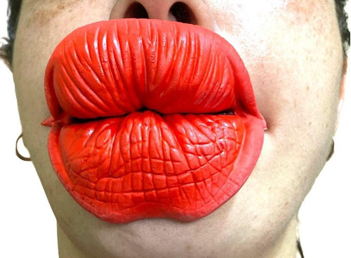 Boca Beijo Em Látex Vermelha 9x5cm | Divertida E Super Macia