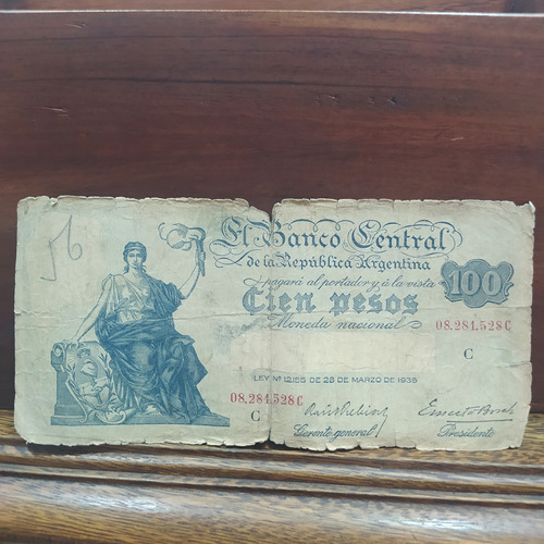 Antiguo Billete 100 Pesos Efigie Progreso Bottero 1896