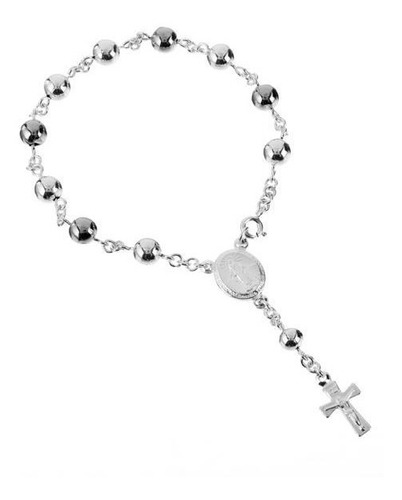 Denario Hombre Plata .925 Pulsera Rosario 