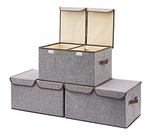 Ezoware Cajas De Almacenamiento Grandes [paquete De 3] Cubos