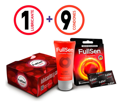 Promo Fullsen Mix Lubricante Natural + Condón Seguridad C/9