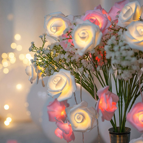 Luces De Hadas De Flores Rosas, 20 Led, Luces De Flores
