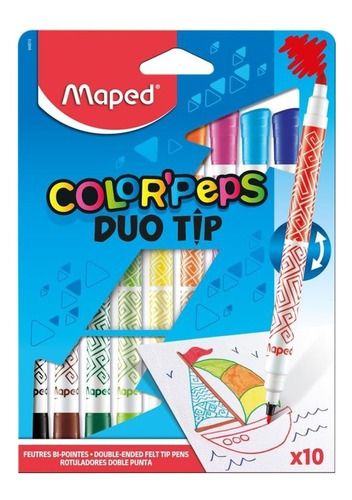 Marcadores Fibras Doble Punta Duo Tip Color Peps X10 Maped