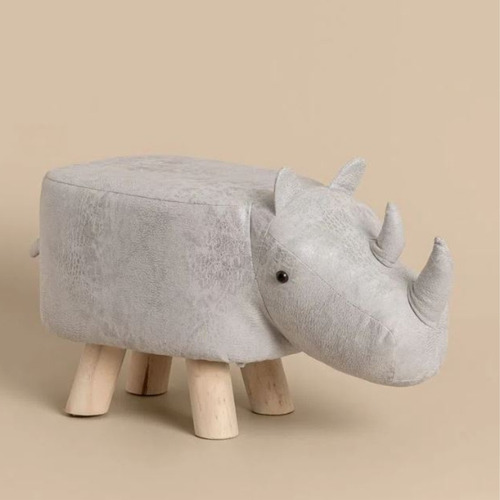 Banco Puff Banquito Mueble Animal Infantil Rinoceronte Gris