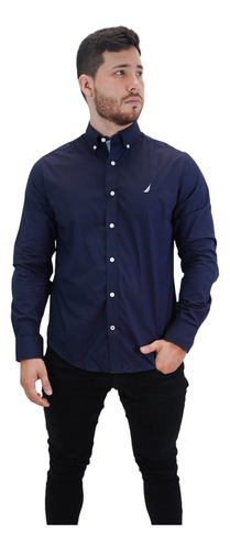 Camisa Nautica Azul Hombre W74v01 4nv