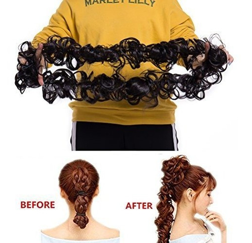 Coletero De Pelo Messy Bun Con Parte Superior Rizada Y Espon