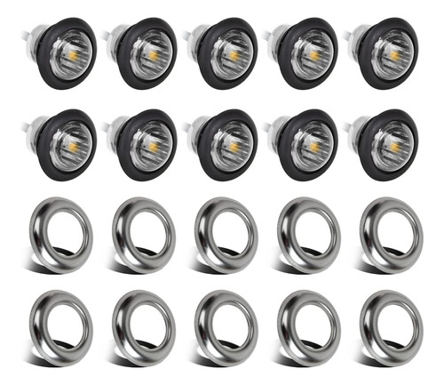 Partsam 10 Pieza 3 4  Blanco Led Lateral Marcador Bullet Luz