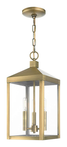 Livex Lighting 3 Light Antique Brass Outdoor Pendant Lantern