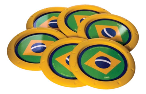Descanso Porta Copos 6 Unidades Copa Do Mundo Plasutil Cor Verde/Amarelo