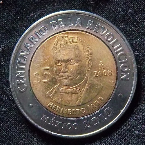 México 5 Pesos 2008 Sc Km 901 Revolución Heriverto Jara