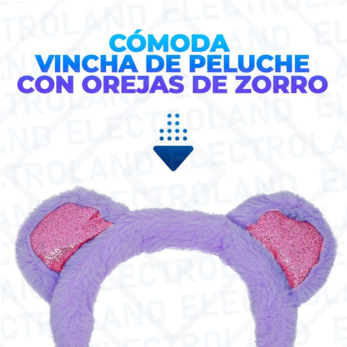 Imagen 4 de 10 de Auriculares Stereo Orejas Zorro Vincha Peluche Cable 1,5mts