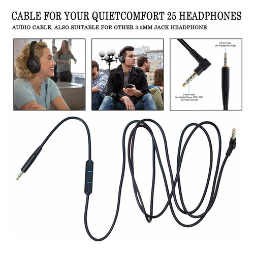 Cable De Audio De Repuesto Compatible Con Bose Qc25 Quietcom