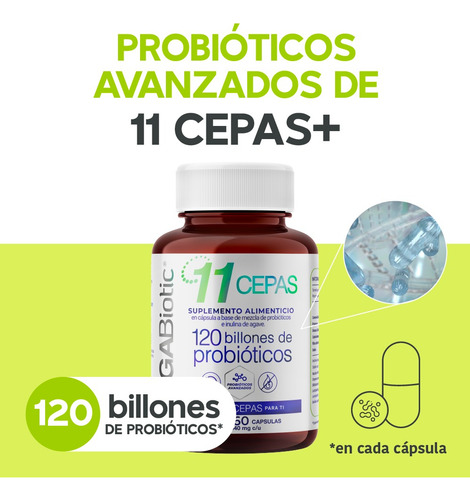 Imagen 2 de 7 de Megabiotic 11 Cepas De 120 Billones Probioticos 60 Capsulas