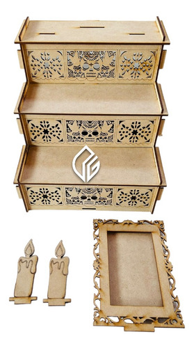 10pcs Mini Altar Día De Muertos Ofrenda Mdf 3mm P/escritorio