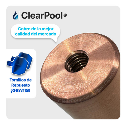 Ánodo Premium Barra Cobre Puro Antisarro | Ionizador Solar Piscina Pileta | 2 Repuestos 25mm X 80mm (ver Foto 2)