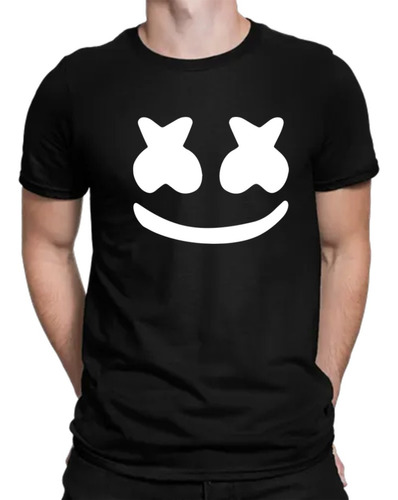 Dj Marshmello Camiseta Negra Algodon Hombre Manga Corta