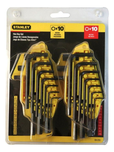 Juego De Llaves Allen Hexagonales Milimétricas Stanley Color Amarillo