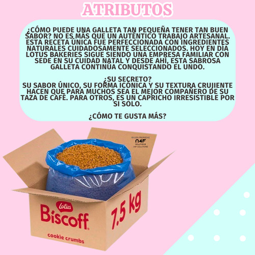 Galleta Caramelizada Crumble Molida Lotus Biscoff 7.5 Kg